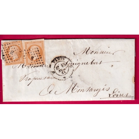 N°13 X2 PARIS LOSANGE B ROMAIN POUR MONTARGIS LOIRET LETTRE COVER