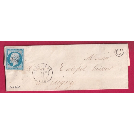 N°14 PC 3420 TREVIERES CALVADOS BOITE RURALE C SURAIN POUR ISIGNY LETTRE COVER