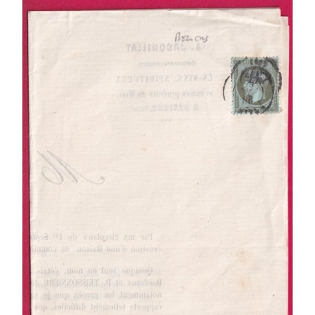 N°19 CAD BEZIERS HERAULT SUR IMPRIME LETTRE COVER