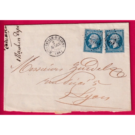 N°22 GC 433 BELLEVILLE SUR SAONE RHONE POUR LYON LETTRE COVER