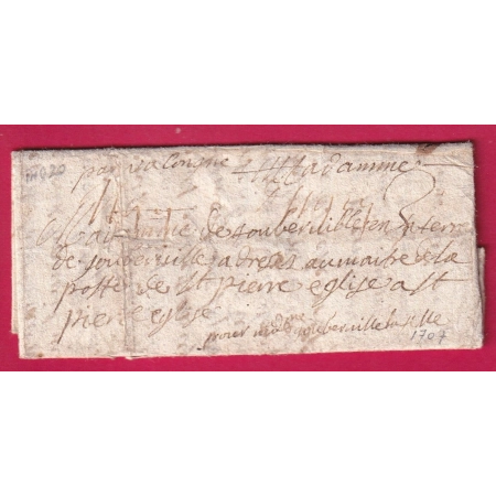 MARQUE MANUSCRIT ISIGNY CALVADOS 1707 AMELIORATION DE DATE INDICE 20 POUR ST PIERRE EGLISE MANCHE LETTRE