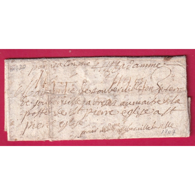 MARQUE MANUSCRIT ISIGNY CALVADOS 1707 AMELIORATION DE DATE INDICE 20 POUR ST PIERRE EGLISE MANCHE LETTRE