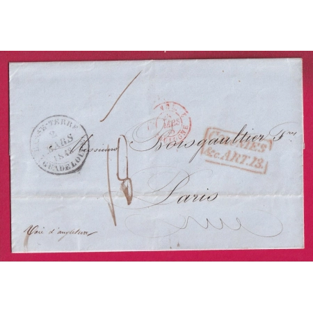 CAD ST PIERRE GUADELOUPE 1848 VOIE ANGLAISE COLONIES ART 13 POUR PARIS LETTRE