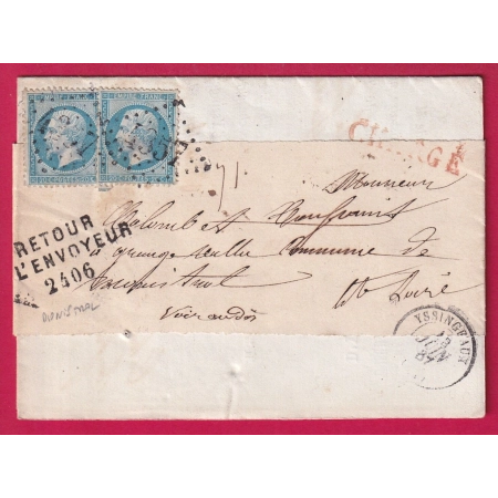 N°22 X2 GC 4357 YSSINGEAUX HAUTE LOIRE RETOUR ENVOYEUR 2406 MONISTROL LETTRE CHARGE