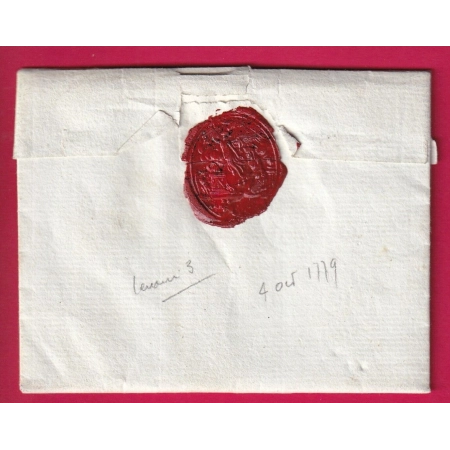 MARQUE D' ARPAJON SEINE ET OISE 1779 LENAIN N°3 INDICE 10 POUR PARIS LETTRE COVER