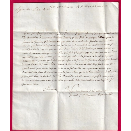 MARQUE D' ARPAJON SEINE ET OISE 1779 LENAIN N°3 INDICE 10 POUR PARIS LETTRE COVER