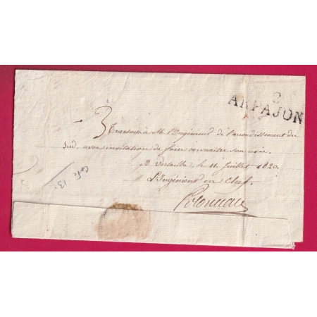 MARQUE P72P ARPAJON + 72 ARPAJON REPETE AU DOS POUR VERSAILLES 1820 VIA PARIS PPPP LETTRE COVER