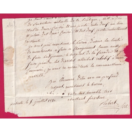 MARQUE P72P ARPAJON + 72 ARPAJON REPETE AU DOS POUR VERSAILLES 1820 VIA PARIS PPPP LETTRE COVER