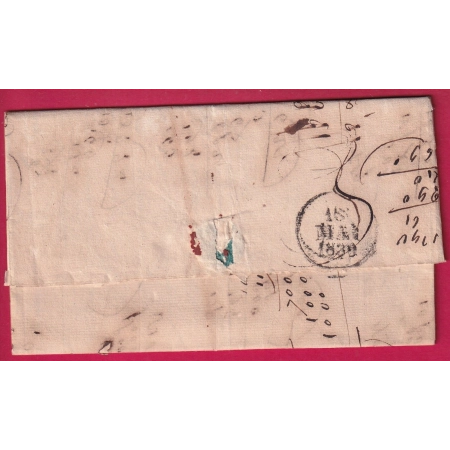 MARQUE P47P DURETAL MAINE ET LOIRE 1830 POUR SAUMUR INDICE 14 LETTRE COVER