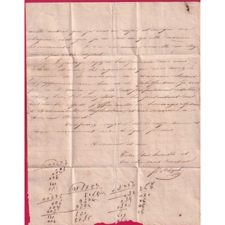 MARQUE P47P DURETAL MAINE ET LOIRE 1830 POUR SAUMUR INDICE 14 LETTRE COVER