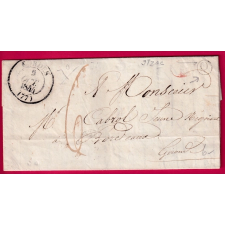 CAD TYPE 13 CORDES TARN BOITE RURALE Q ITZAC + DECIME RURAL POUR BORDEAUX LETTRE COVER