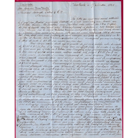 LETTRE DE NEW YORK USA 1861 PAR STEAMER PERSIA TAXE 8 POUR BORDEAUX LETTRE