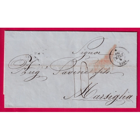 PAQUEBOT POSTE NEVA 1865 COSPOLI CONTANTINOPLE TURQUIE TURKEY POUR MARSEILLE LETTRE