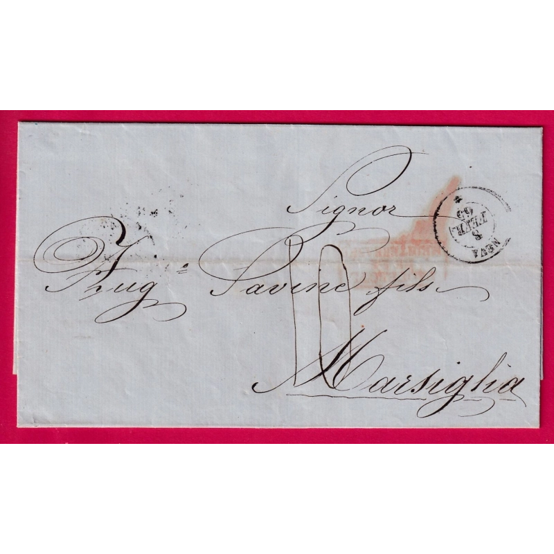 PAQUEBOT POSTE NEVA 1865 COSPOLI CONTANTINOPLE TURQUIE TURKEY POUR MARSEILLE LETTRE