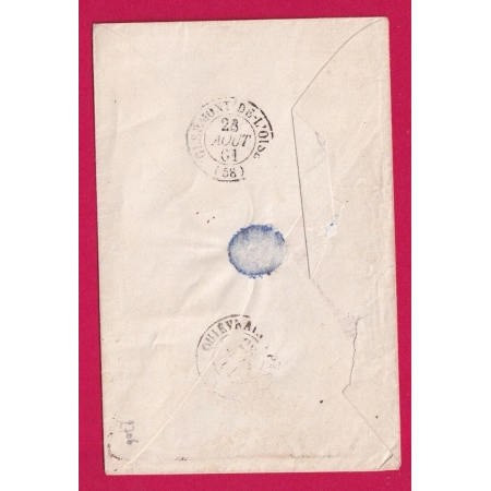 N°14 PC 2261 LA NEUVILLE ROI OISE CAD TYPE 22 POUR CLERMONT DE L'OISE LETTRE COVER