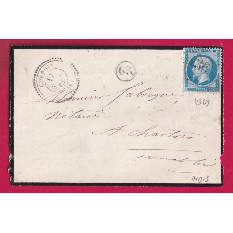 N°22 GC 4369 CHEPOIX OISE POUR CHARTRES INDICE 13 CAD TYPE 22 LETTRE COVER