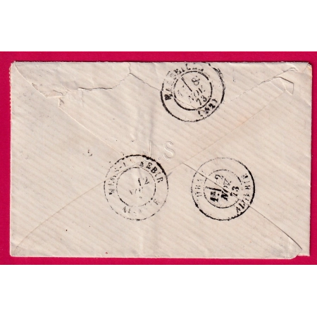 N°60 TOULON VAR 1873 POUR AMIRAL DE SURVILLE CDT 2EME DIV. ESCADRE EVOLUTION FREGATE LA SAVOIE ORAN ALGERIE LETTRE COVER