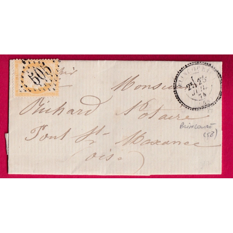 N°55 GC 505 CAD TYPE 24 BLINCOURT OISE POUR PONT ST MAXENCE LETTRE COVER
