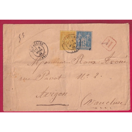 N°90 92 ST PAULIEN HAUTE LOIRE RCOMMANDE POUR AVIGNON VAUCLUSE LETTRE COVER