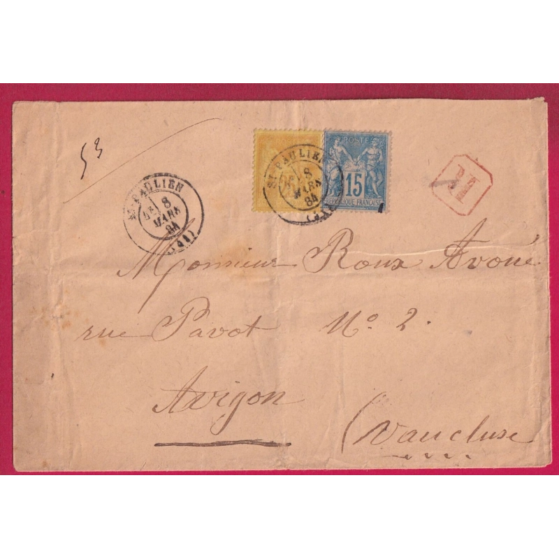 N°90 92 ST PAULIEN HAUTE LOIRE RCOMMANDE POUR AVIGNON VAUCLUSE LETTRE COVER