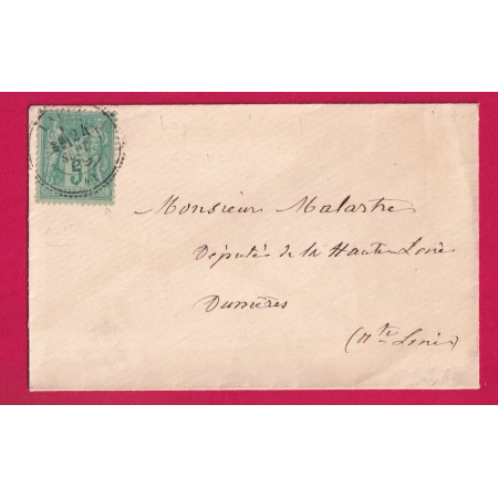 N°75 CAD TYPE 24 LAPTE HAUTE LOIRE POUR DUNIERES LETTRE COVER