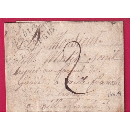DOUBLE CURSIVE 11 AUBIN VILLEFRANCHE DE ROUERGUE AVEYRON TAXE 2 POUR VILLEFRANCHE DE ROUERGUE INDICE 19 LETTRE