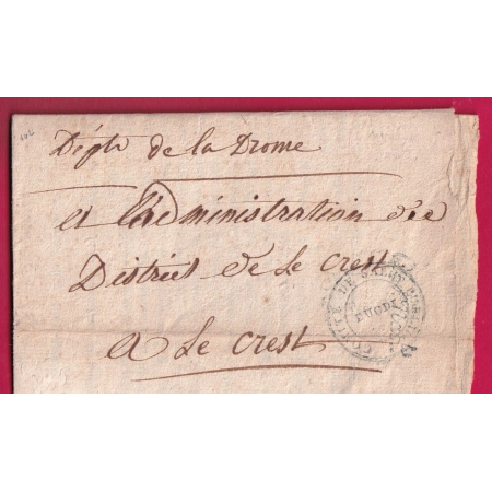 FRANCHISE COMITE DE SALUT PUBLIC EN BLEU 1794 POUR CREST DROME IMPRIME ROBESPIERRE CARNOT ETC LETTRE