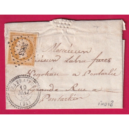 N°13 PC 3883 LES FRAITES DOUBS POUR PONTARLIER INDICE 18 CAD TYPE 22 LETTRE