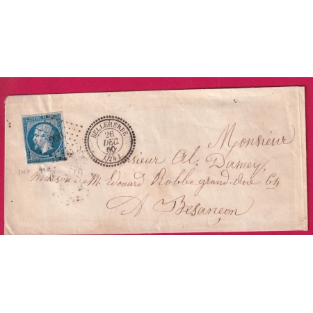 N°14 PC 990 CAD TYPE 22 BELLEHERBE DOUBS CAD TYPE 22 POUR BESANCON INDICE 14 LETTRE