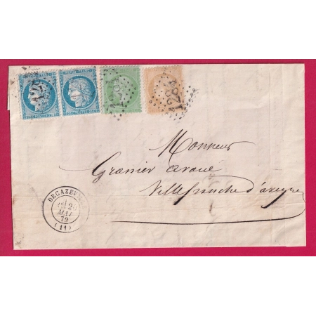 N°35 59 60 PAIRE GC 1284 DECAZEVILLE AVEYRON POUR VILLEFRANCHE DE ROUERGUE TRICOLORE LETTRE