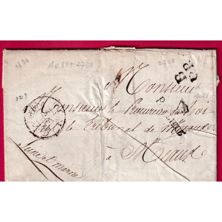 PARIS CAD POTHION 1213 AU RECTO + BPP P P BANLIEUE DE PARIS POUR MEAUX SEINE ET MARNE 1830 LETTRE COVER