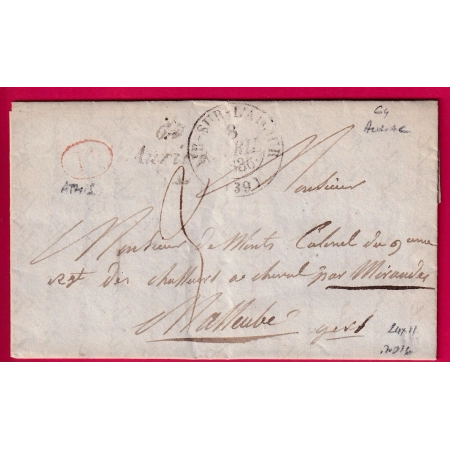 CURSIVE 64 AURIAC BASSES PYRENEES CAD TYPE 13 AIR SUR L'ADOUR LANDES DECIME RURAL ATHIS POUR MASSEUBE GERS LETTRE COVER