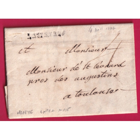 MARQUE LASPEYRE LOT ET GARONNE 1777 LENAIN N°2A INDICE 15 POUR TOULOUSE  LETTRE COVER