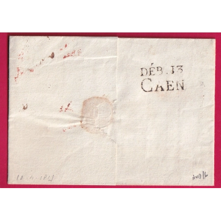 DEBOURSE DEB 13 CAEN CALVADOS 1815 INDICE 16 DEPART PARIS LETTRE COVER