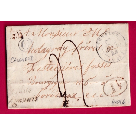 CURSIVE 45 LE MAS D'AGENAIS LOT ET GARONNE BOITE RURALE C CALONGES POUR BORDEAUX DECIME RURAL INDICE 16 T15 TONNEINS