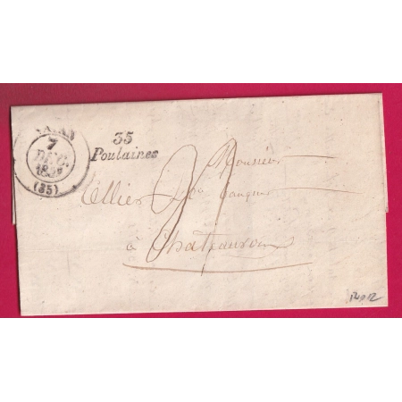 CURSIVE 35 POULAINES INDRE CAD TYPE 13 VATAN POUR CHATEAUROUX INDICE 12 LETTRE