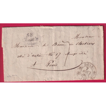 CURSIVE 38 CHEMIN JURA CAD TYPE 11 DOLE POUR PARIS 1836 LETTRE