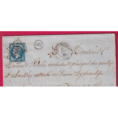 N°14 PC 2514 PONT L'EVEQUE CALVADOS TAXE TAMPON 30 SUR TIMBRE 1861 LETTRE