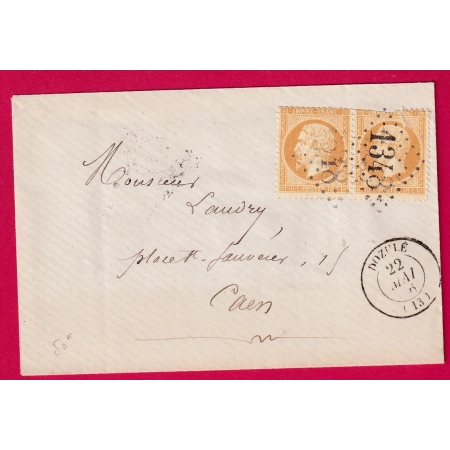 N°21 PAIRE GC 1348 DOZULE CALVADOS POUR CAEN 1866 LETTRE
