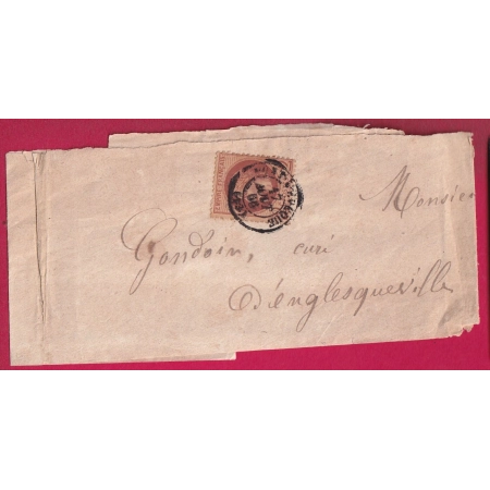 N°26 SEUL SUR BANDE DE JOURNAL PONT L'EVEQUE POUR ENGLESQUEVILLE 1868 LETTRE