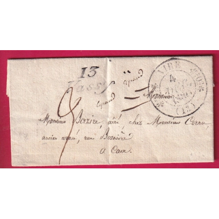 CURSIVE 13 VASSY + CAD TYPE 11 VIRE CALVADOS POUR CAEN LETTRE