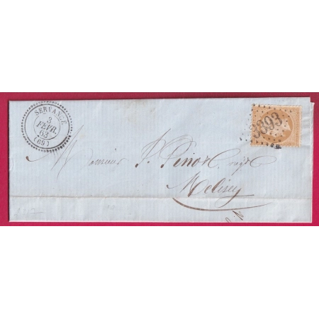 N°21 GC 3393 SERVANCE HAUTE SAONE CAD TYPE 22 POUR MELISEY LETTRE