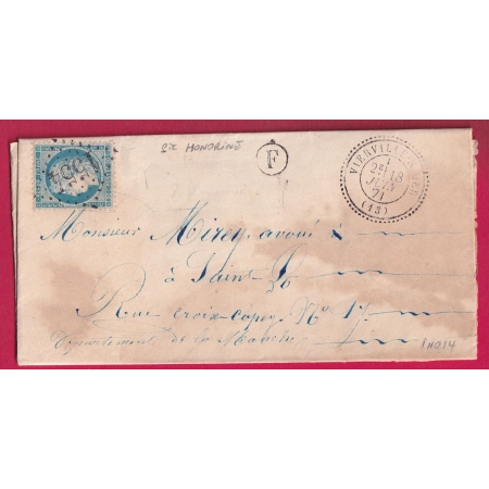 N°37 GC 1554 VIERVILLE SUR MER CALVADOS CAD TYPE 24 BOITE RURALE F STE HONORINE LETTRE
