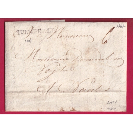 MARQUE QUIMPERLE FINSTERE 1767 POUR NANTES LENAIN N°1 LETTRE