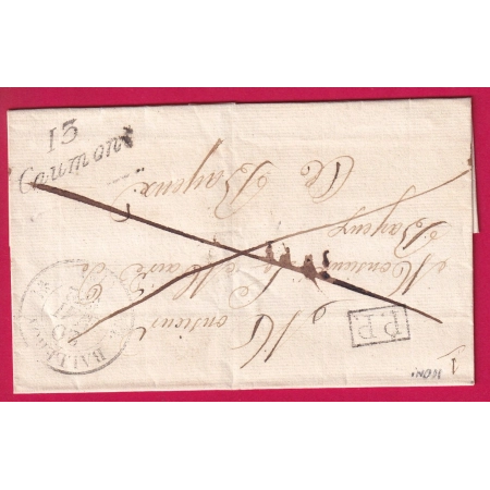 CURSIVE 13 CAUMONT CALVADOS + PP NOIR CAD TYPE 12 BALLEROY POUR BAYEUX 1832 LETTRE