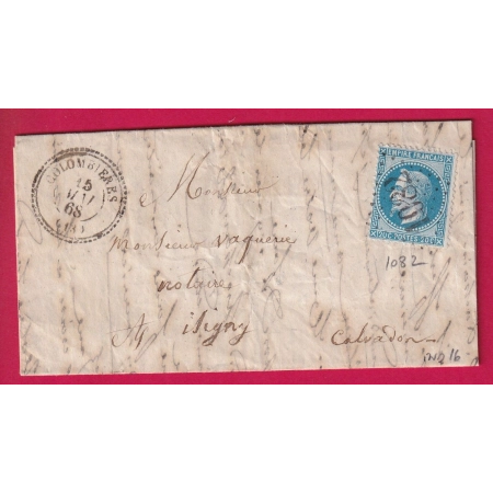 N°29 GC 1082 COLOMBIERES CALVADOS CAD TYPE 22 POUR ISIGNY INDICE 16 LETTRE