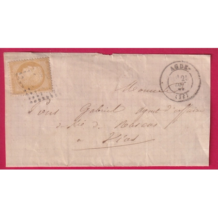 N°59 GC 11 AGDE HERAULT POUR VIAS CAD TYPE 24 AU DOS DEVANT DE LETTRE