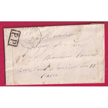 PP FAUTE DE TIMBRE GUERRE 1870 CAD TYPE 17 MEZIDON POUR CAEN CALVADOS LETTRE