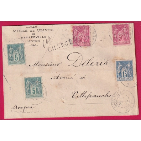 N°75 X2 90 98 X2 DECAZEVILLE AVEYRON DEVANT DE LETTRE FRONT COVER