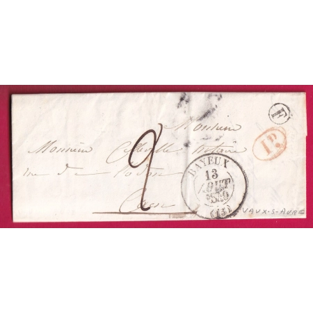 CAD TYPE 13 BAYEUX CALVADOS BOITE RURALE F VAUX SUR AURE 1840 DECIME RURAL POUR CAEN LETTRE